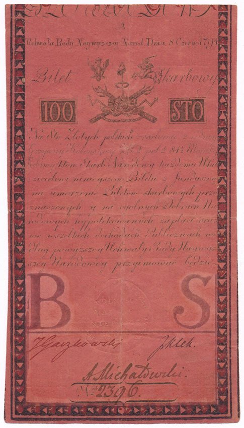Insurekcja Kościuszkowska 100 złotych 1794 seria A